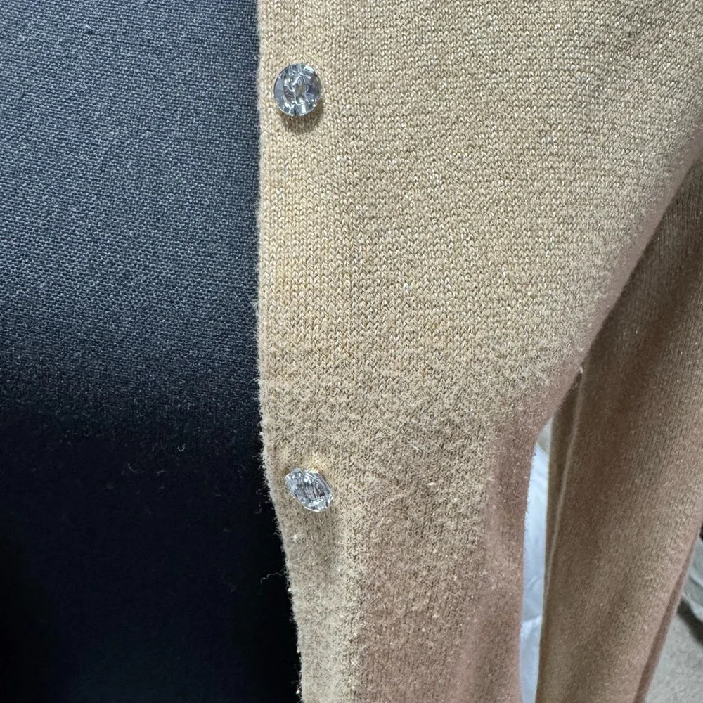 LOFT Camel Shimmer Button Cardigan XS - Picture 2 of 5